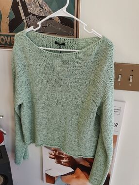 Massimo Dutti Mint Green Crewneck Knit Sweater